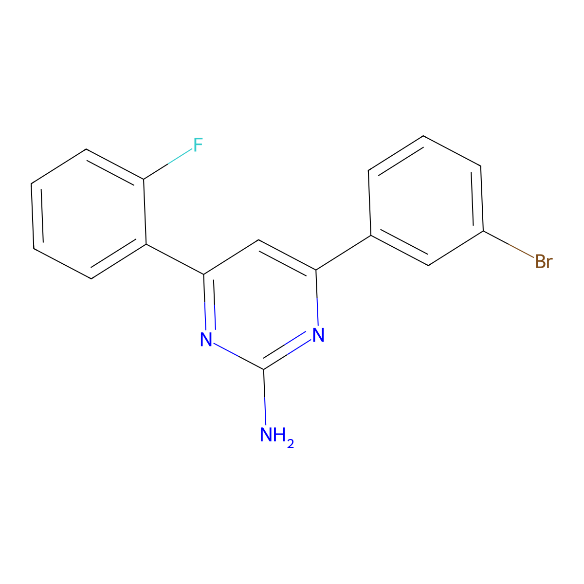 4-(3-Bromophenyl)-6-(2-fluorophenyl)pyrimidin-2-amine molecular structure, CAS 1354926-75-2