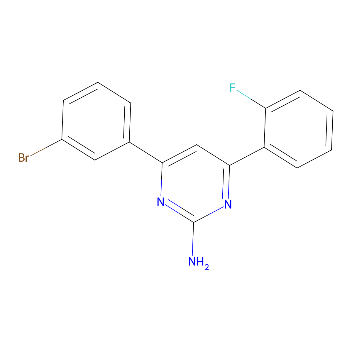 4-(3-Bromophenyl)-6-(2-fluorophenyl)pyrimidin-2-amine molecular structure, CAS 1354926-75-2