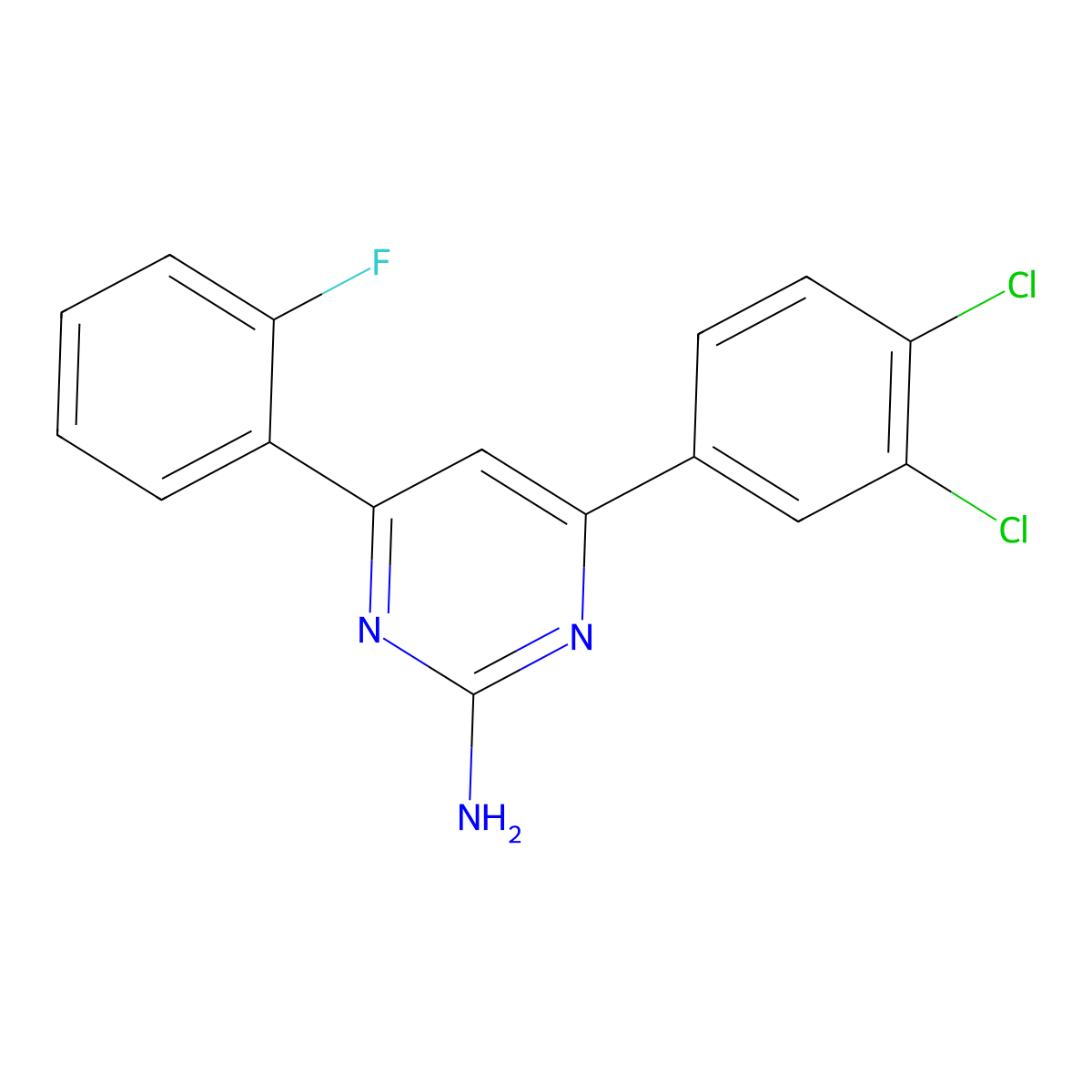 4-(3,4-Dichlorophenyl)-6-(2-fluorophenyl)pyrimidin-2-amine molecular structure, CAS 1354926-76-3