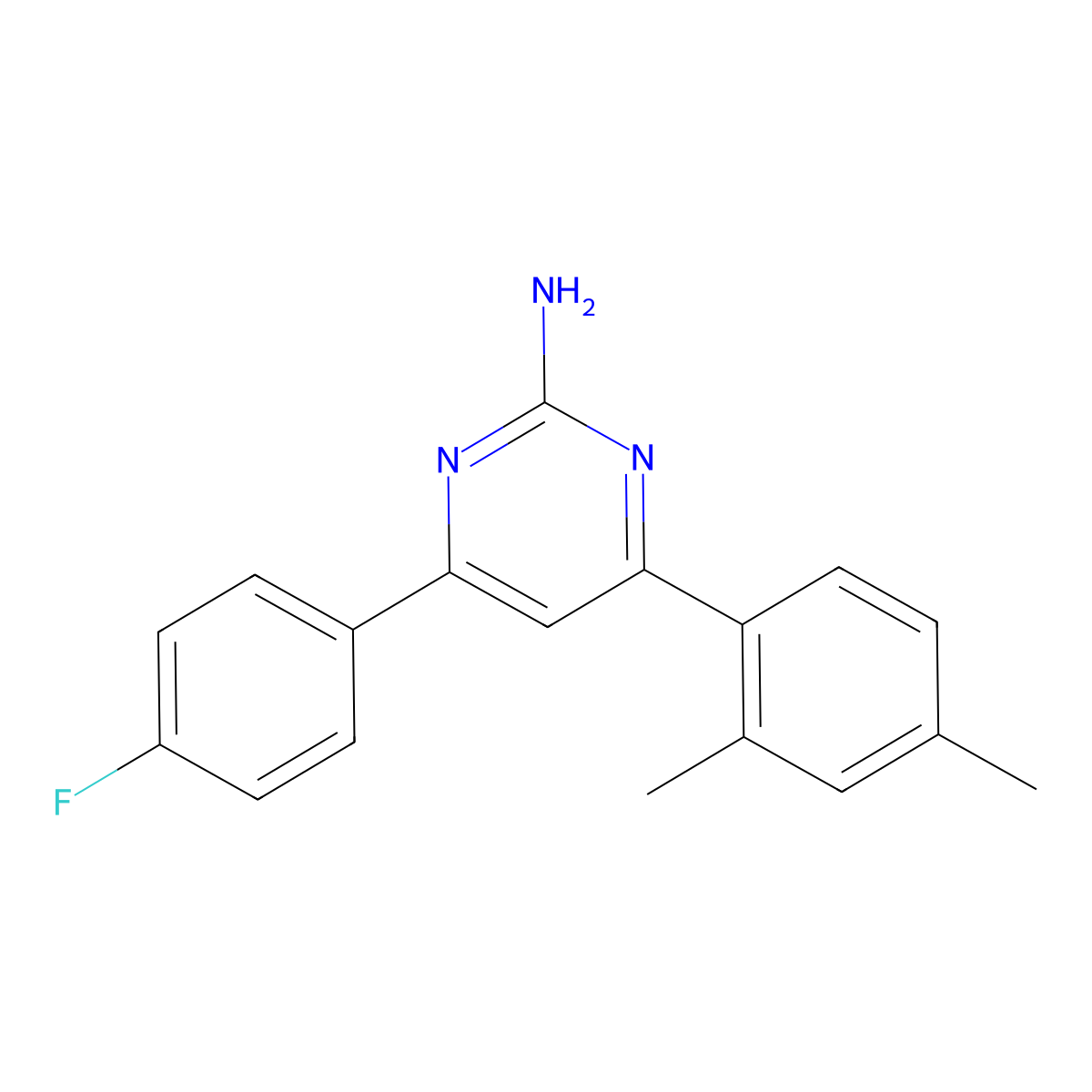 4-(2,4-Dimethylphenyl)-6-(4-fluorophenyl)pyrimidin-2-amine molecular structure, CAS 1354926-79-6