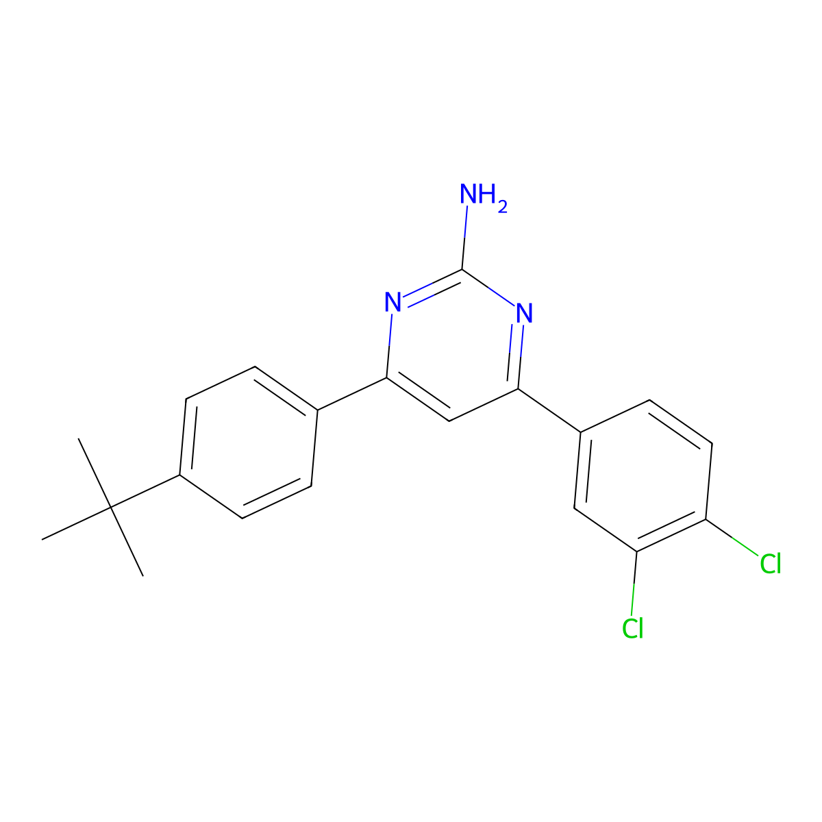 4-(4-tert-Butylphenyl)-6-(3,4-dichlorophenyl)pyrimidin-2-amine molecular structure, CAS 1354926-80-9