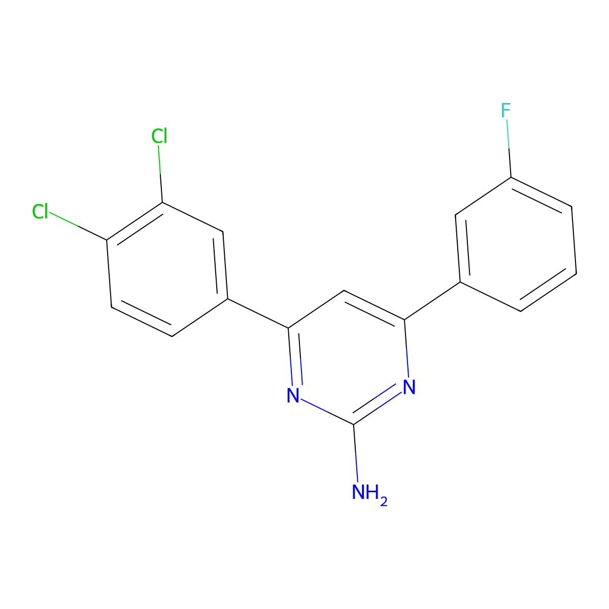 4-(3,4-Dichlorophenyl)-6-(3-fluorophenyl)pyrimidin-2-amine molecular structure, CAS 1354926-82-1