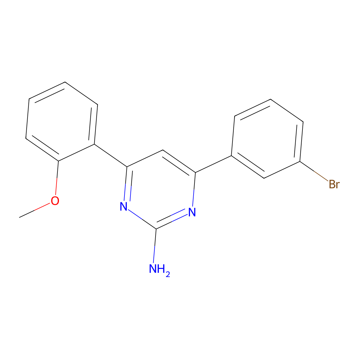 4-(3-Bromophenyl)-6-(2-methoxyphenyl)pyrimidin-2-amine molecular structure, CAS 1354926-89-8