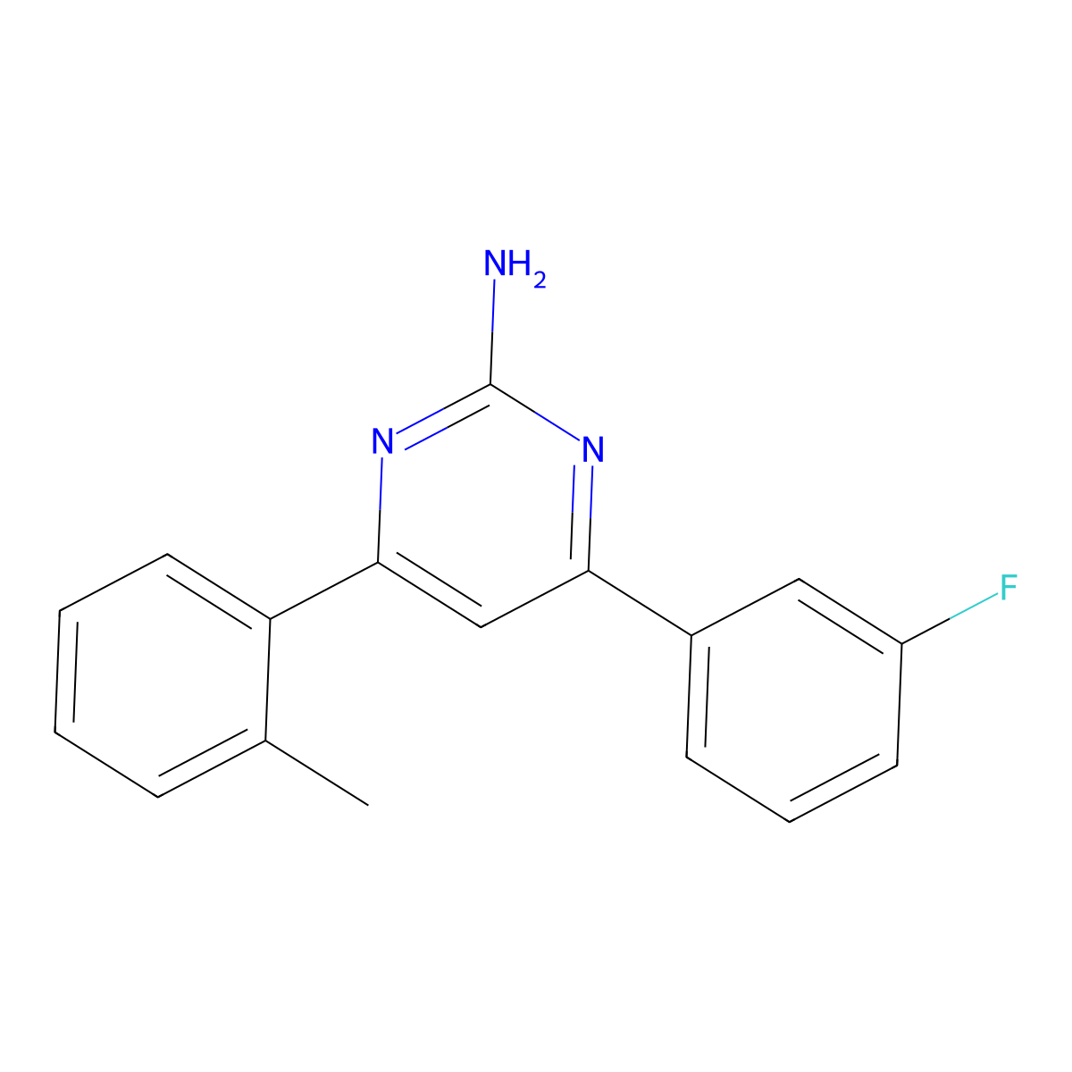 4-(3-Fluorophenyl)-6-(2-methylphenyl)pyrimidin-2-amine molecular structure, CAS 1354927-00-6