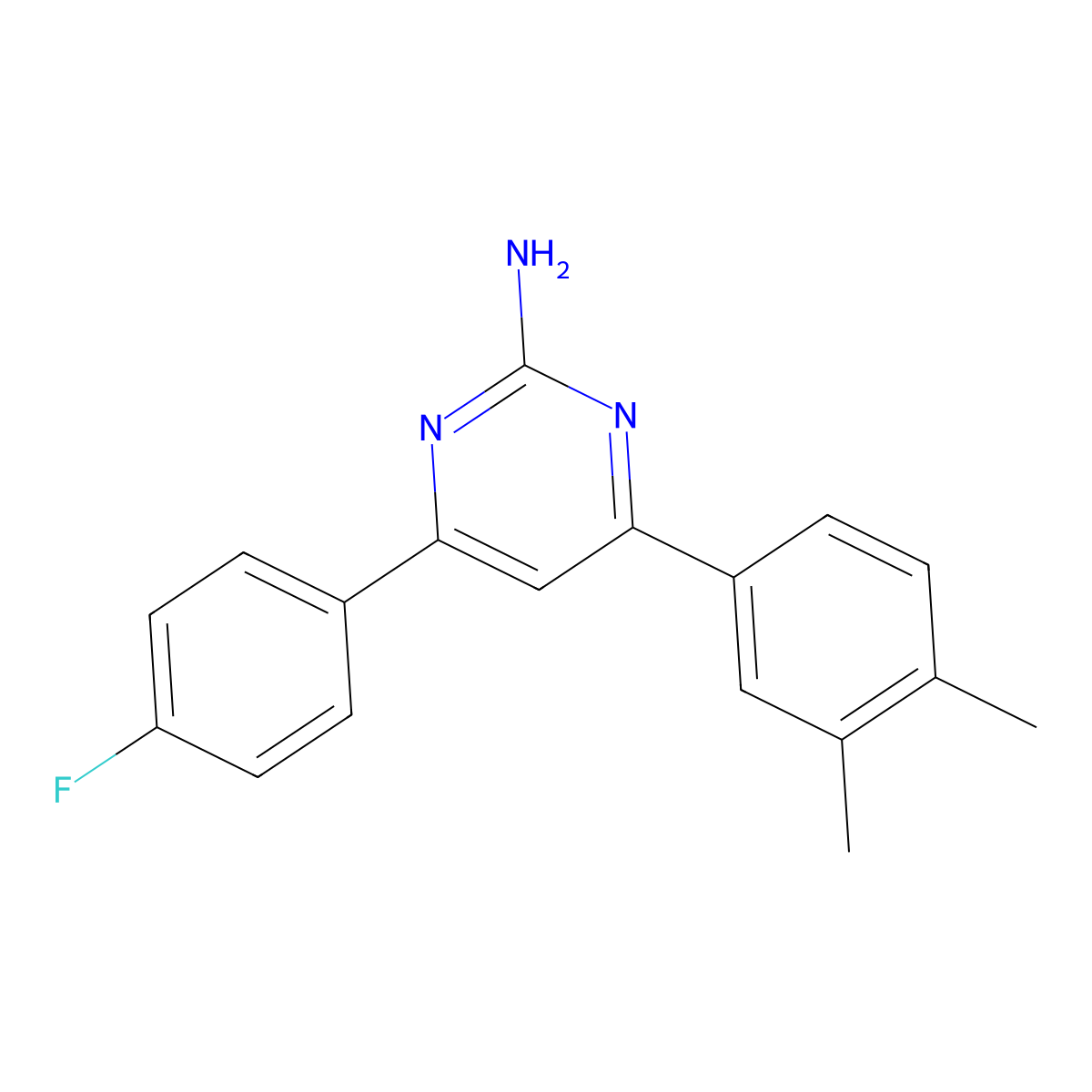 4-(3,4-Dimethylphenyl)-6-(4-fluorophenyl)pyrimidin-2-amine molecular structure, CAS 1354927-03-9
