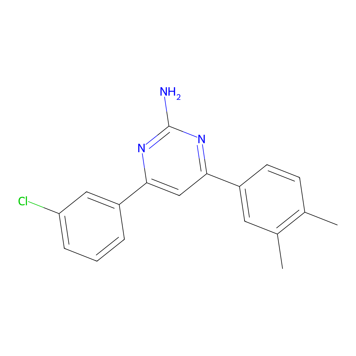 4-(3-Chlorophenyl)-6-(3,4-dimethylphenyl)pyrimidin-2-amine molecular structure, CAS 1354927-09-5