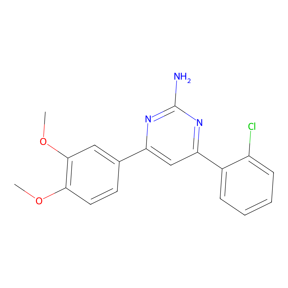 4-(2-Chlorophenyl)-6-(3,4-dimethoxyphenyl)pyrimidin-2-amine molecular structure, CAS 1354927-11-9