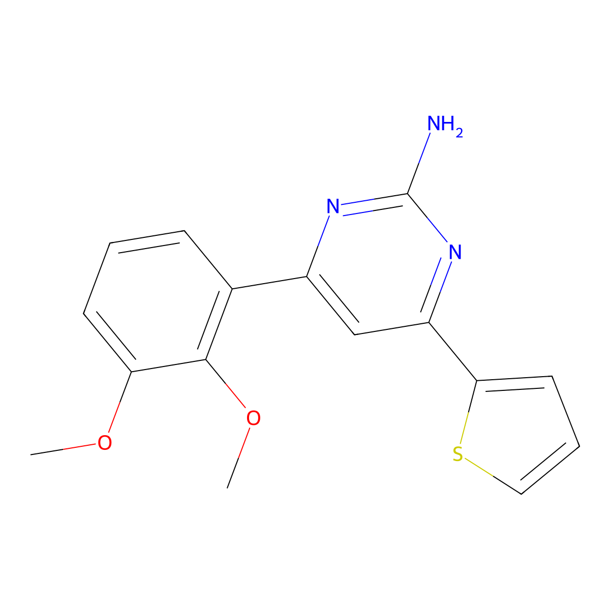 4-(2,3-Dimethoxyphenyl)-6-(thiophen-2-yl)pyrimidin-2-amine molecular structure, CAS 1354927-15-3