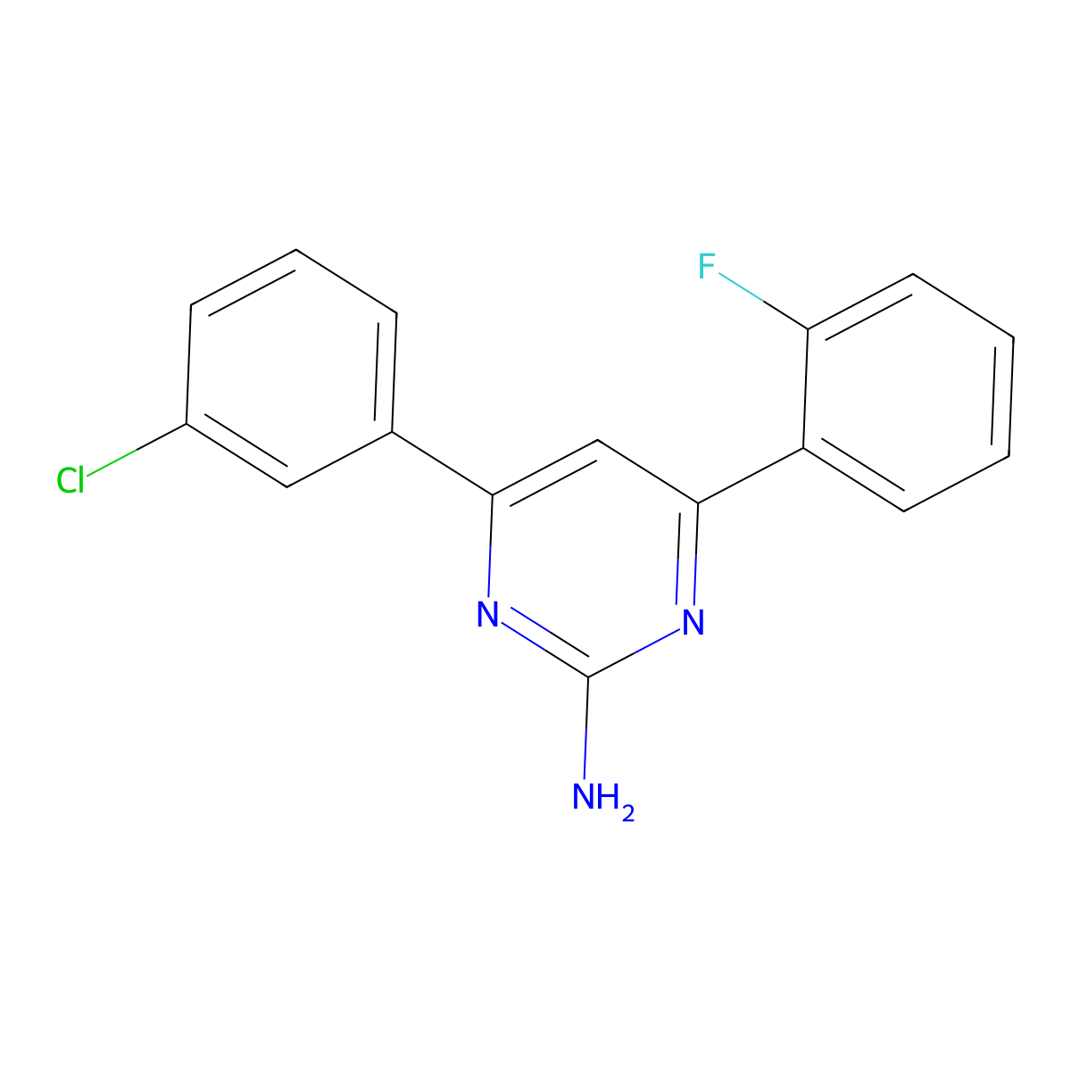 4-(3-Chlorophenyl)-6-(2-fluorophenyl)pyrimidin-2-amine molecular structure, CAS 1354927-17-5