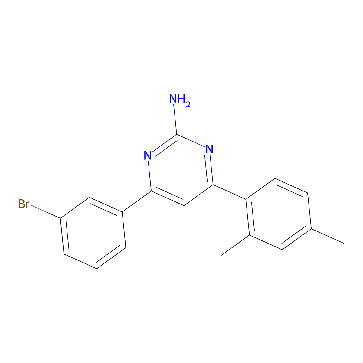 4-(3-Bromophenyl)-6-(2,4-dimethylphenyl)pyrimidin-2-amine molecular structure, CAS 1354927-26-6
