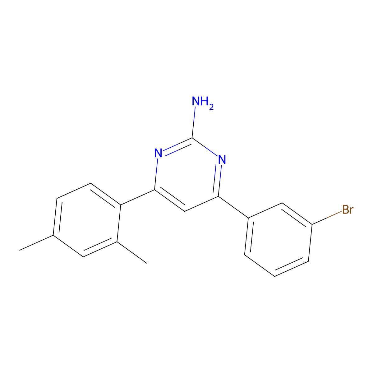 4-(3-Bromophenyl)-6-(2,4-dimethylphenyl)pyrimidin-2-amine molecular structure, CAS 1354927-26-6
