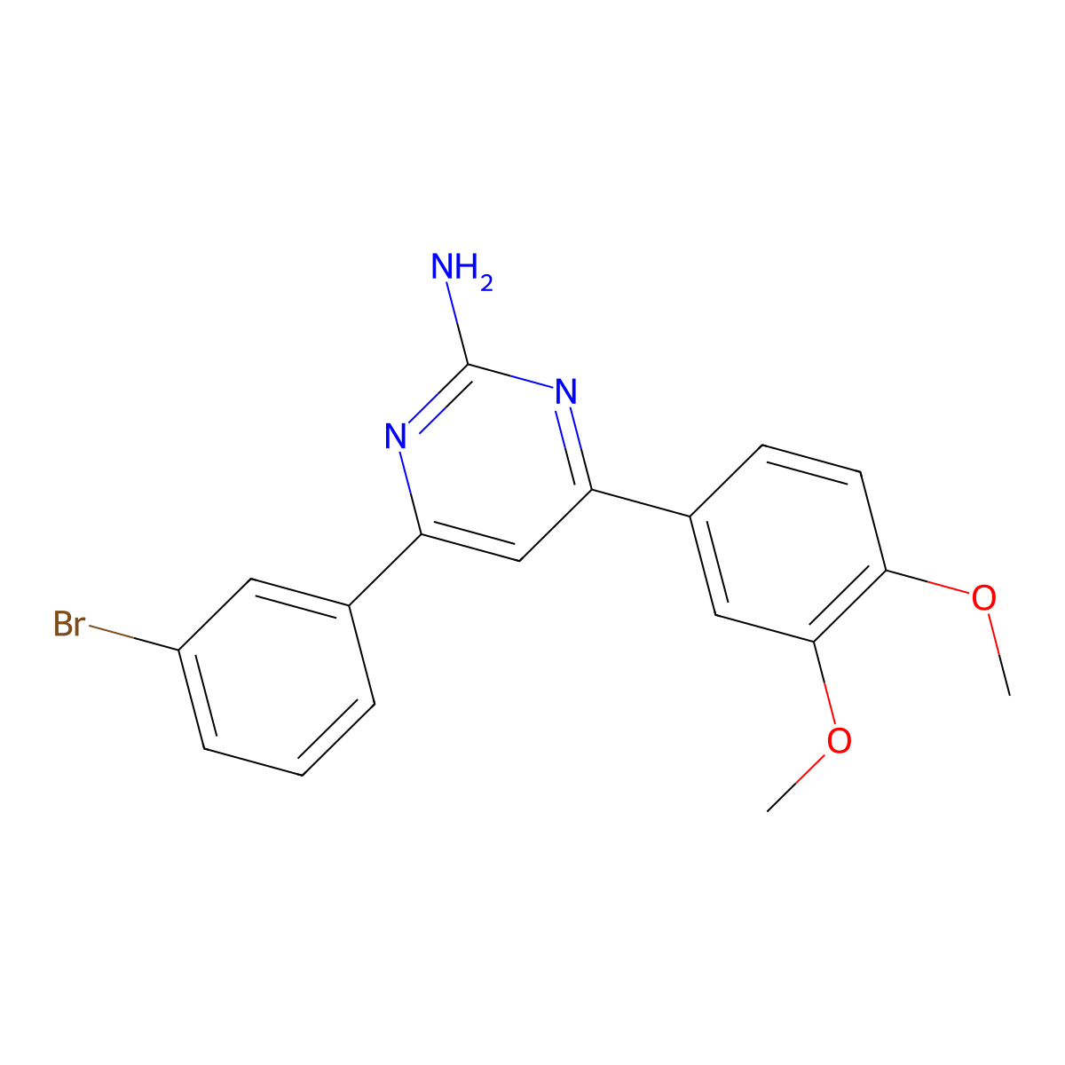 4-(3-Bromophenyl)-6-(3,4-dimethoxyphenyl)pyrimidin-2-amine molecular structure, CAS 1354927-31-3