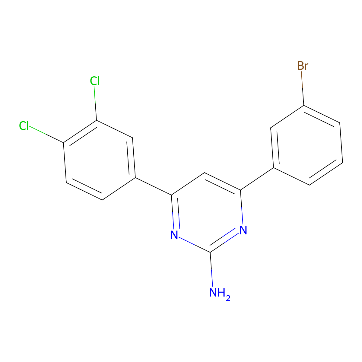 4-(3-Bromophenyl)-6-(3,4-dichlorophenyl)pyrimidin-2-amine molecular structure, CAS 1354927-34-6