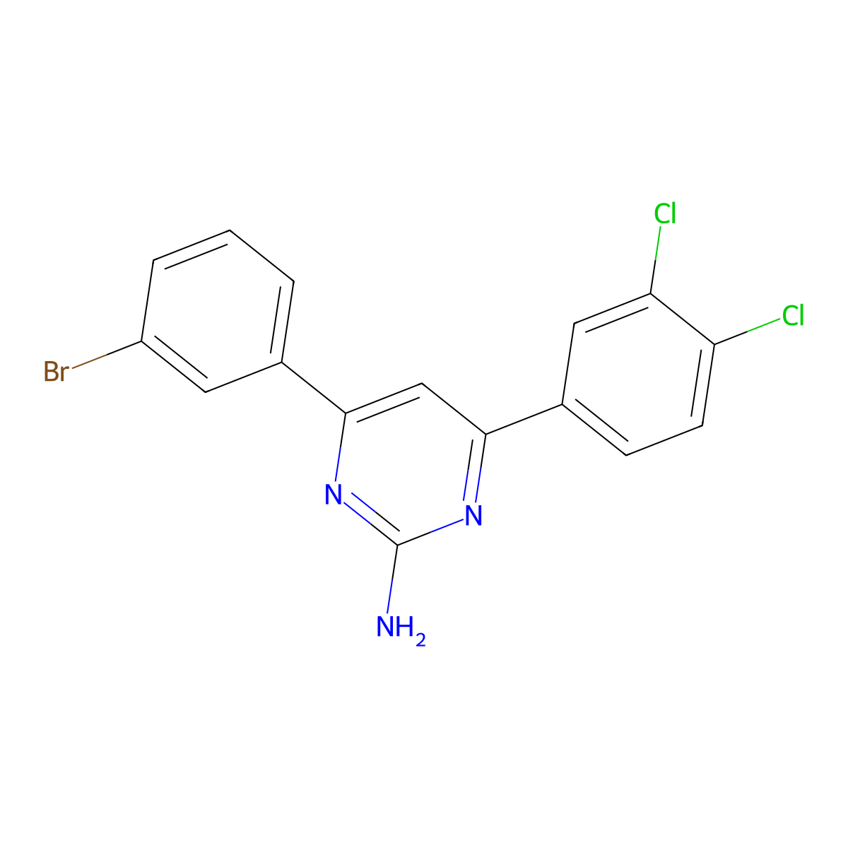 4-(3-Bromophenyl)-6-(3,4-dichlorophenyl)pyrimidin-2-amine molecular structure, CAS 1354927-34-6
