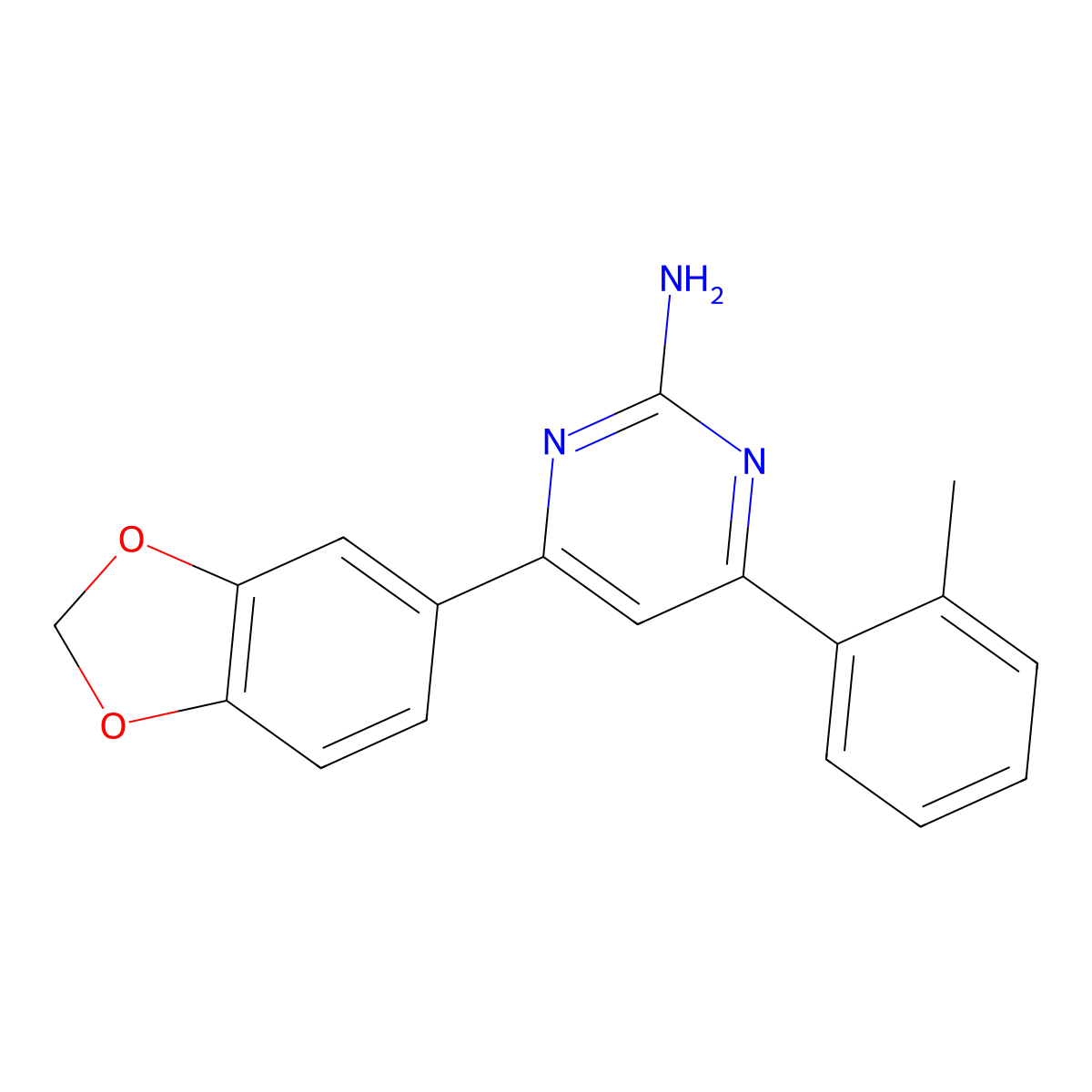 4-(2H-1,3-Benzodioxol-5-yl)-6-(2-methylphenyl)pyrimidin-2-amine molecular structure, CAS 1354929-01-3
