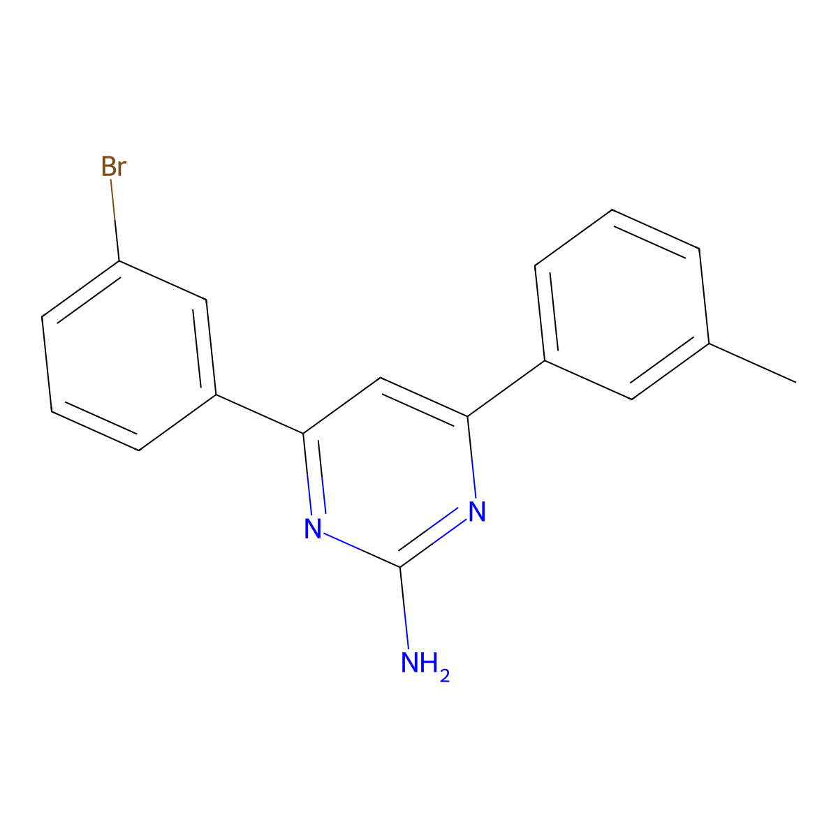 4-(3-Bromophenyl)-6-(3-methylphenyl)pyrimidin-2-amine molecular structure, CAS 1354929-14-8