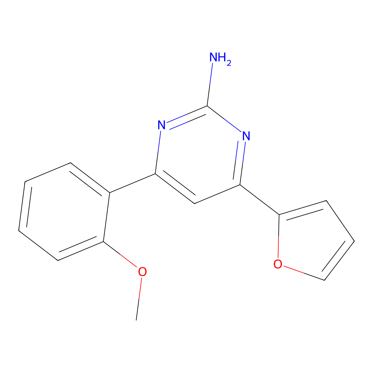 4-(Furan-2-yl)-6-(2-methoxyphenyl)pyrimidin-2-amine molecular structure, CAS 1354929-99-9