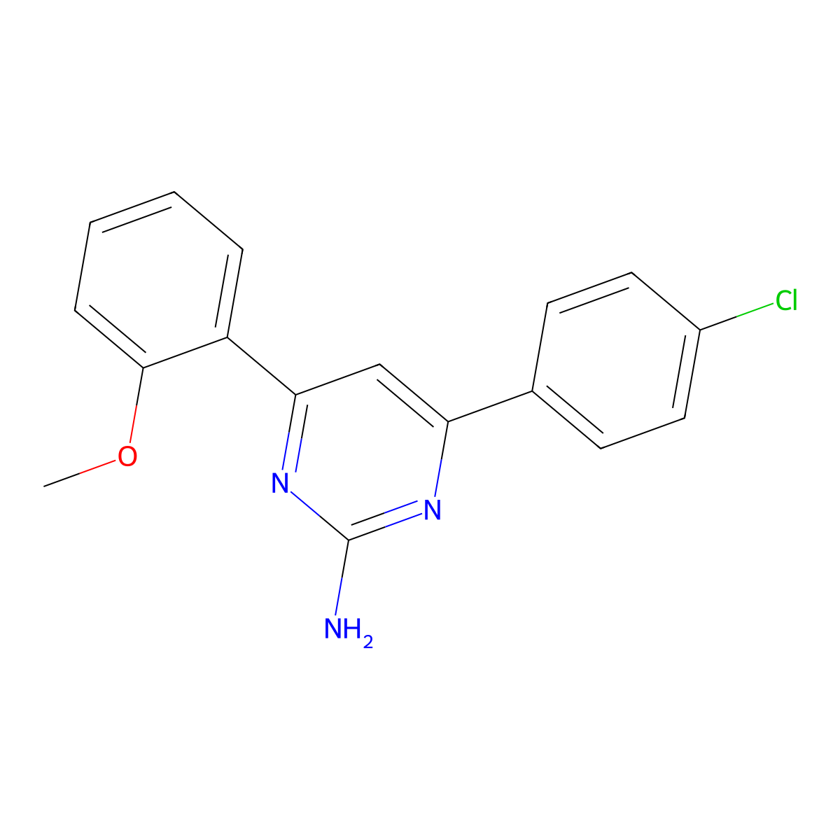 4-(4-Chlorophenyl)-6-(2-methoxyphenyl)pyrimidin-2-amine molecular structure, CAS 1354930-04-3