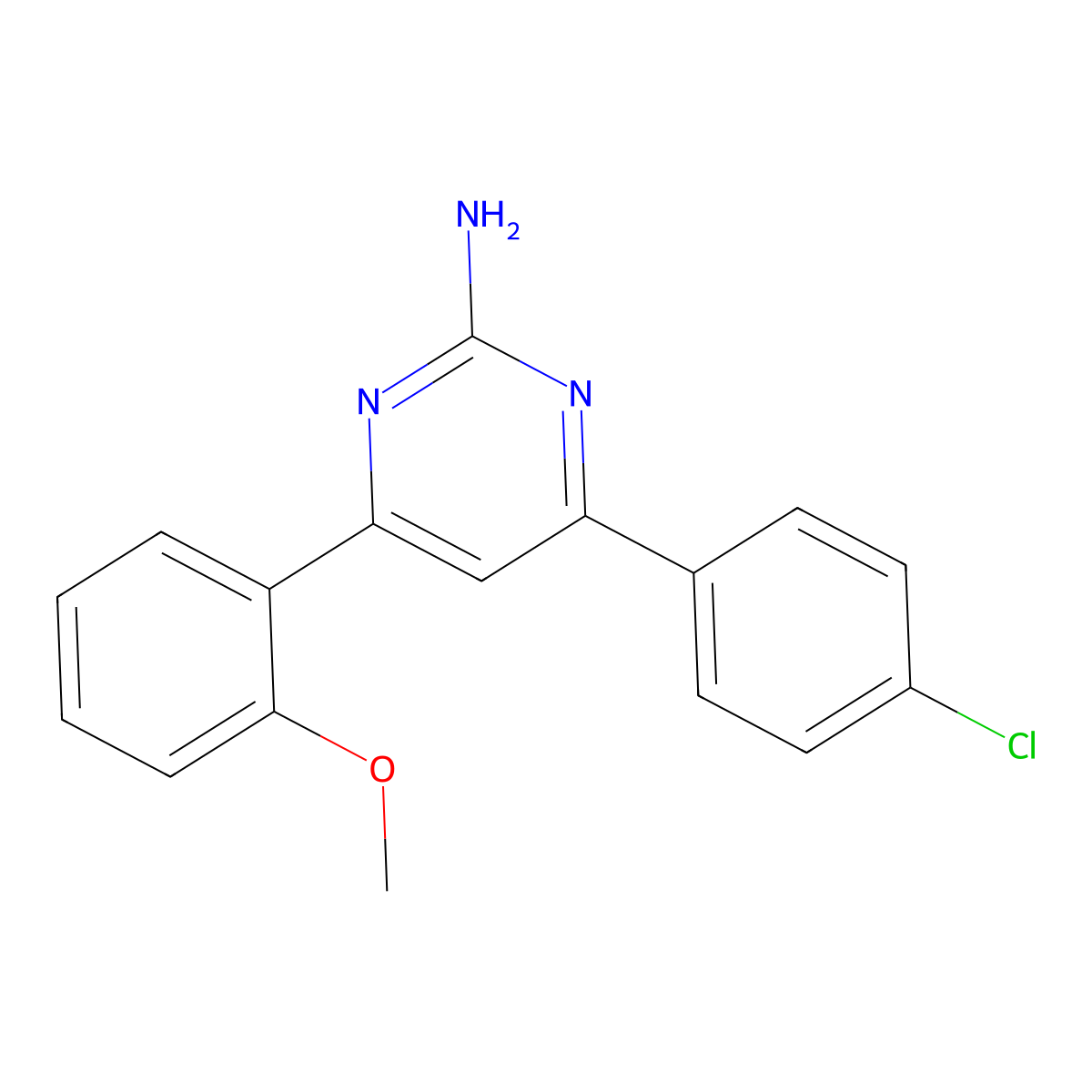 4-(4-Chlorophenyl)-6-(2-methoxyphenyl)pyrimidin-2-amine molecular structure, CAS 1354930-04-3