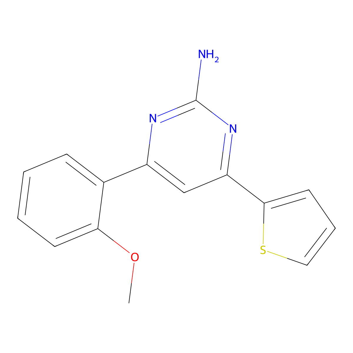4-(2-Methoxyphenyl)-6-(thiophen-2-yl)pyrimidin-2-amine molecular structure, CAS 1354930-08-7