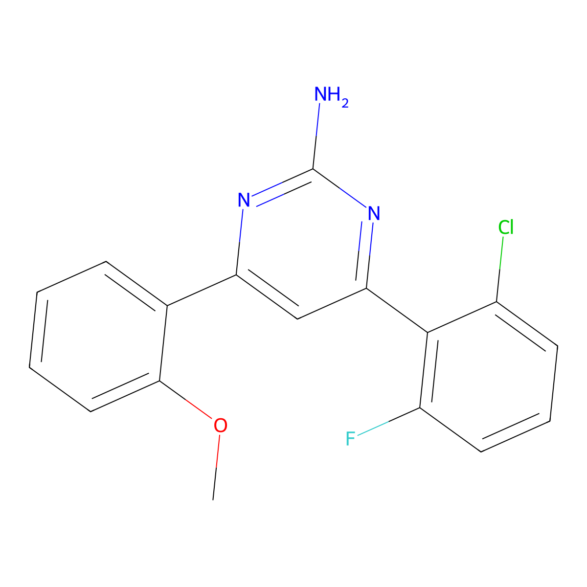 4-(2-Chloro-6-fluorophenyl)-6-(2-methoxyphenyl)pyrimidin-2-amine molecular structure, CAS 1354930-09-8