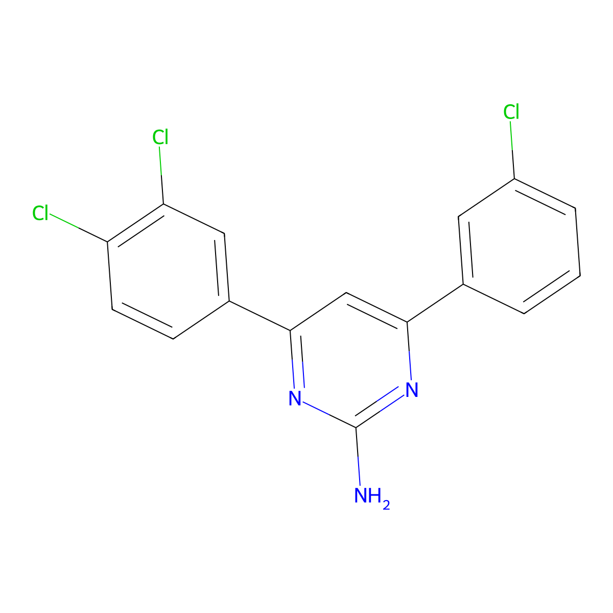 4-(3-Chlorophenyl)-6-(3,4-dichlorophenyl)pyrimidin-2-amine molecular structure, CAS 1354932-24-3