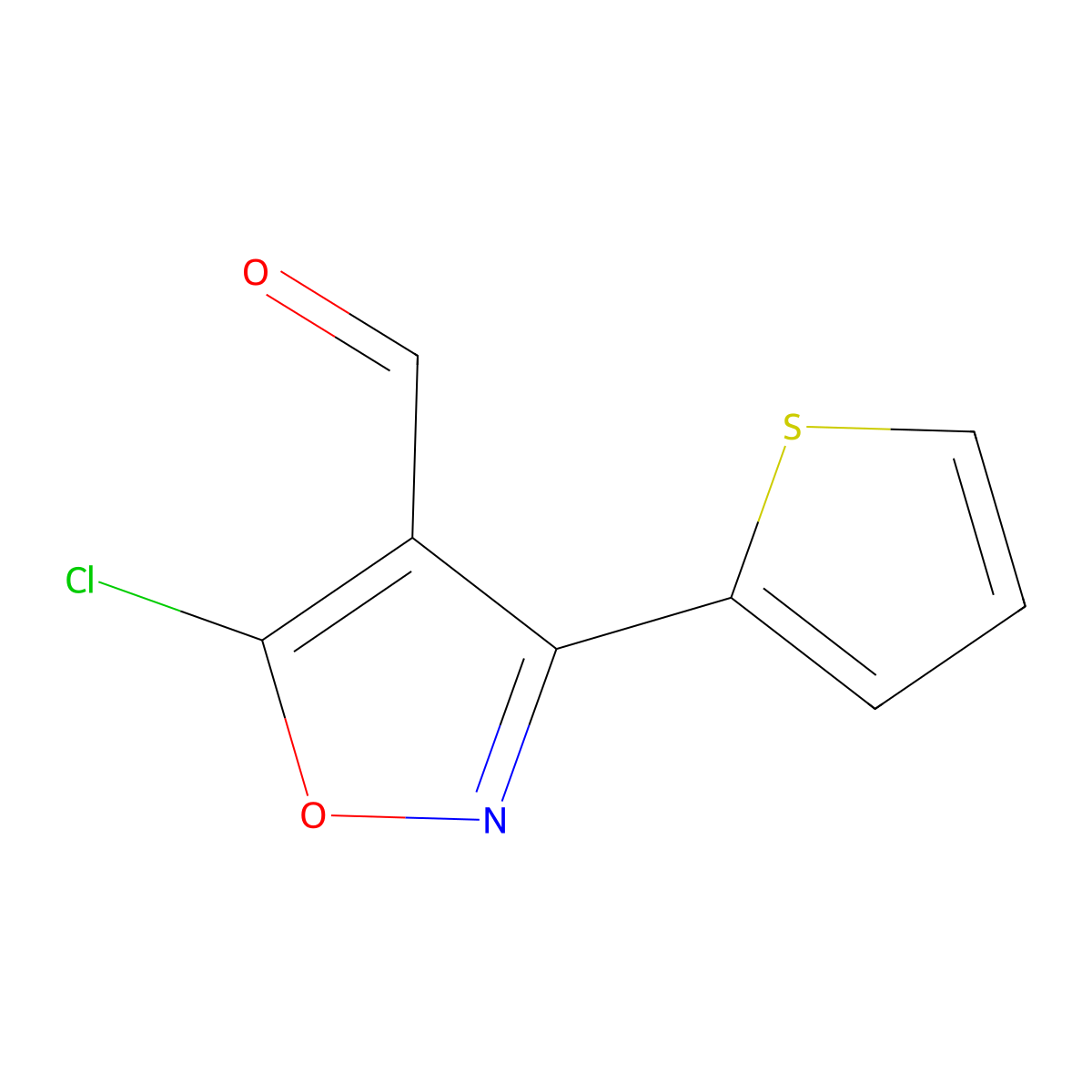 5-Chloro-3-(thiophen-2-yl)-1,2-oxazole-4-carbaldehyde molecular structure, CAS 1354932-86-7