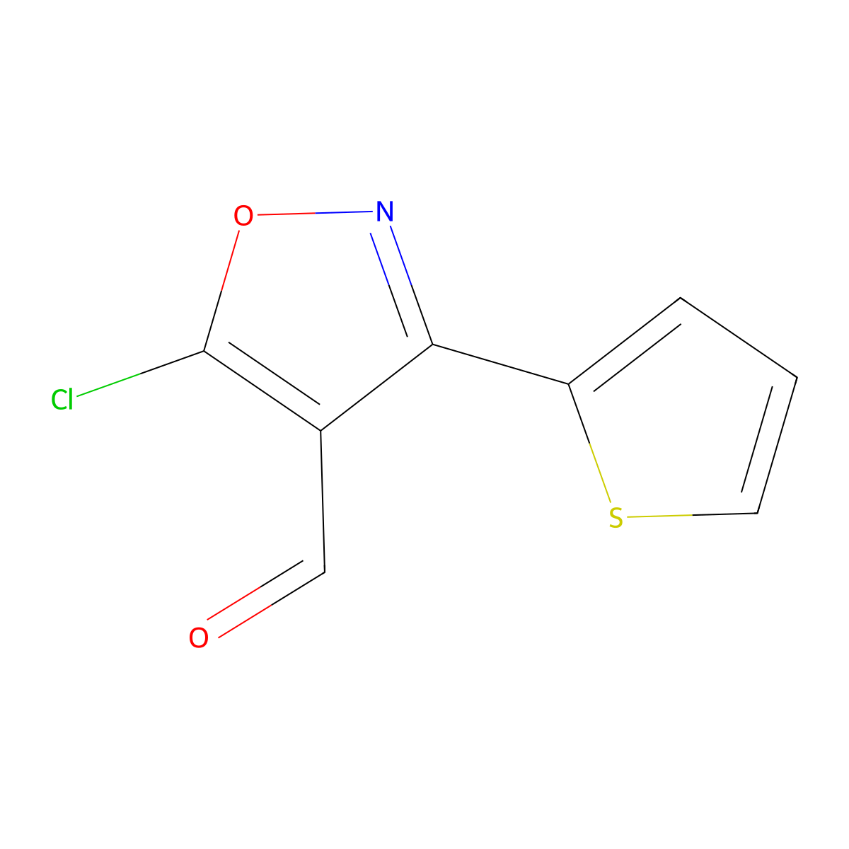 5-Chloro-3-(thiophen-2-yl)-1,2-oxazole-4-carbaldehyde molecular structure, CAS 1354932-86-7