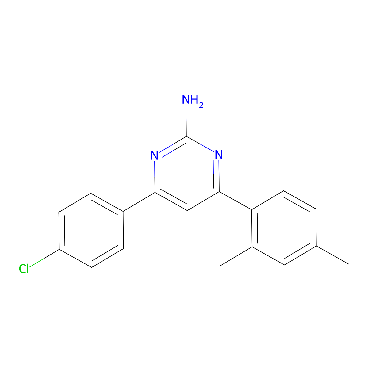 4-(4-Chlorophenyl)-6-(2,4-dimethylphenyl)pyrimidin-2-amine molecular structure, CAS 1354932-99-2