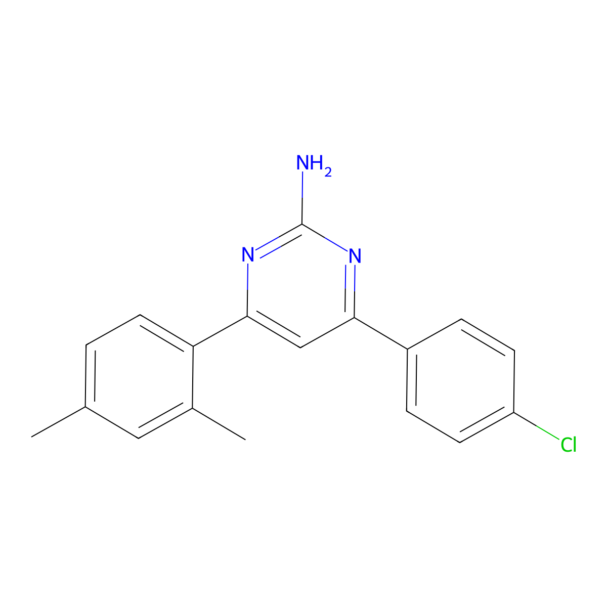 4-(4-Chlorophenyl)-6-(2,4-dimethylphenyl)pyrimidin-2-amine molecular structure, CAS 1354932-99-2