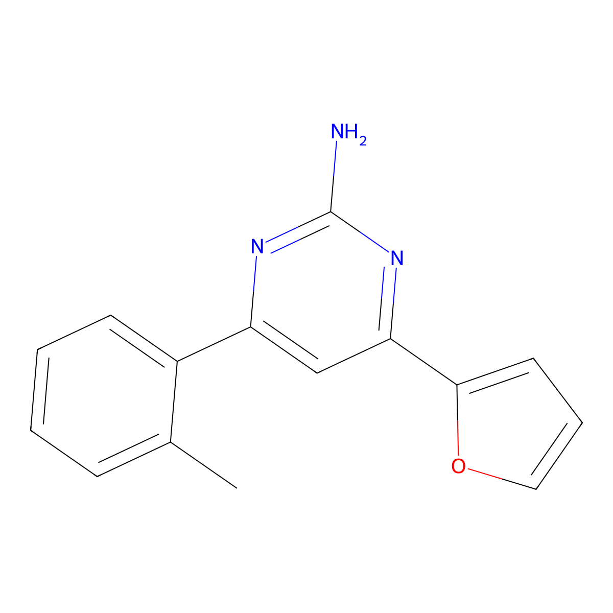 4-(Furan-2-yl)-6-(2-methylphenyl)pyrimidin-2-amine molecular structure, CAS 1354933-16-6