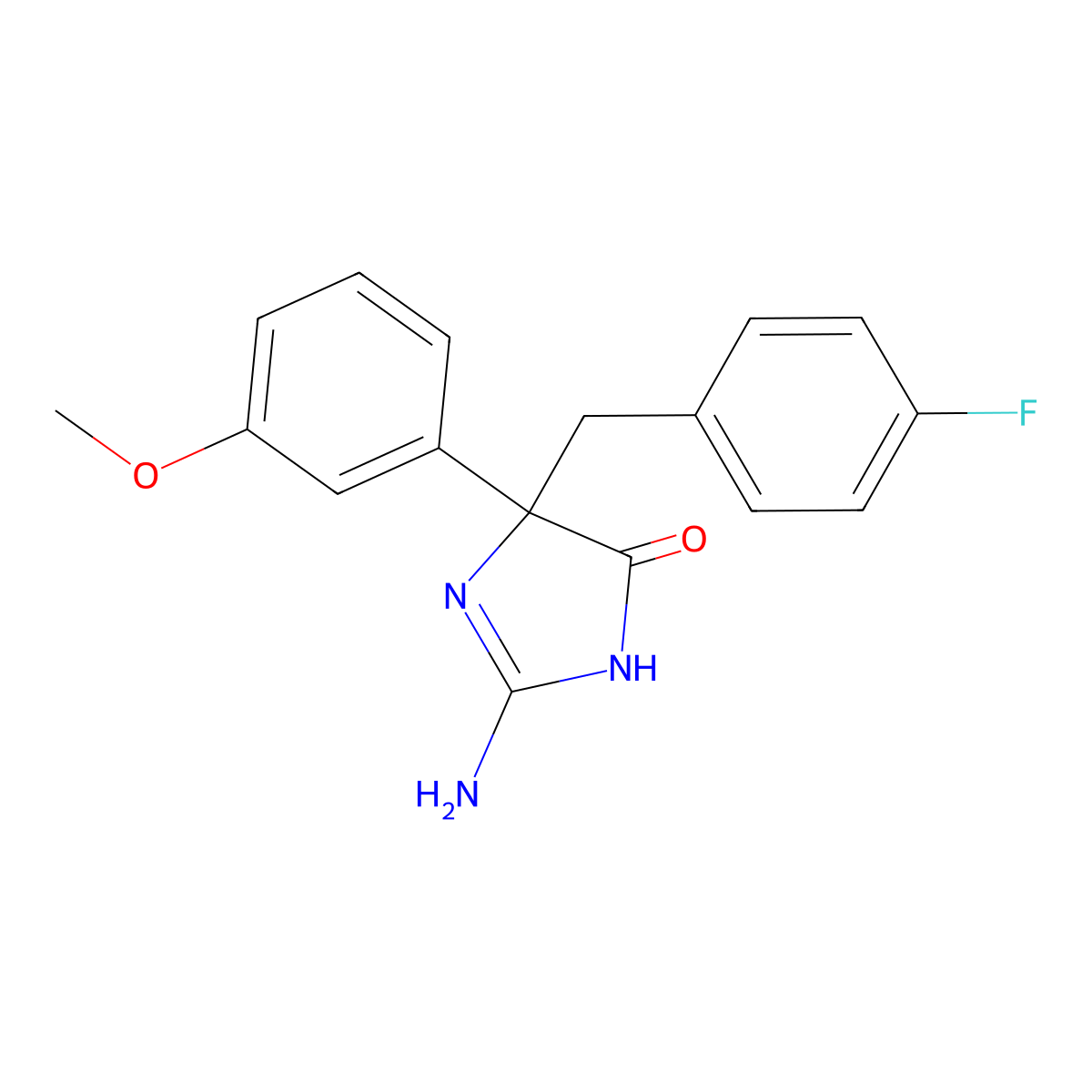 2-Amino-5-[(4-fluorophenyl)methyl]-5-(3-methoxyphenyl)-4,5-dihydro-1H-imidazol-4-one molecular structure, CAS 1354933-66-6
