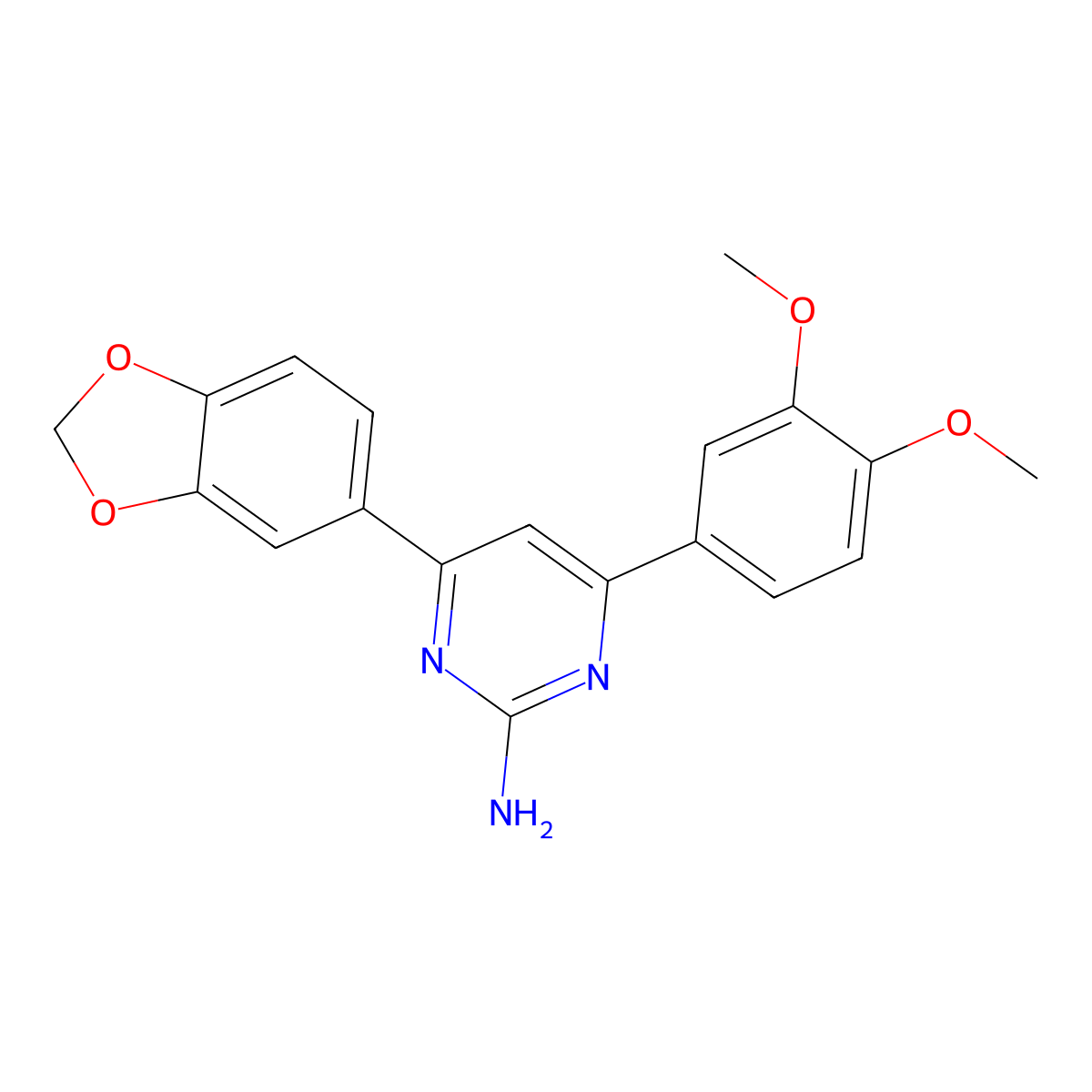 4-(2H-1,3-Benzodioxol-5-yl)-6-(3,4-dimethoxyphenyl)pyrimidin-2-amine molecular structure, CAS 1354934-02-3
