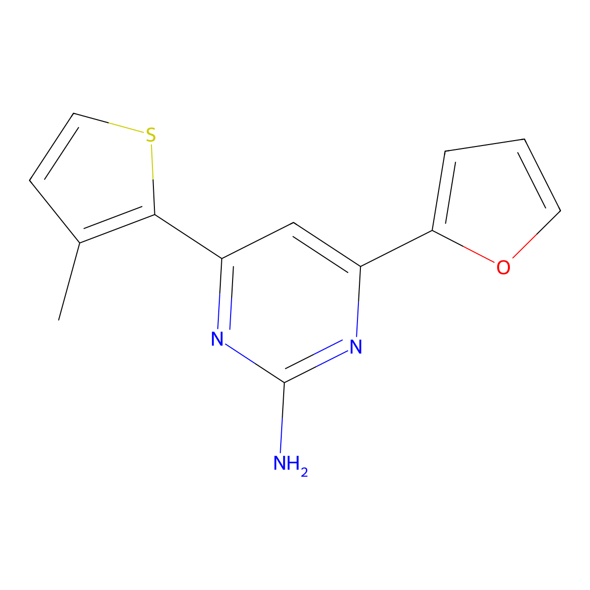 4-(Furan-2-yl)-6-(3-methylthiophen-2-yl)pyrimidin-2-amine molecular structure, CAS 1354934-92-1