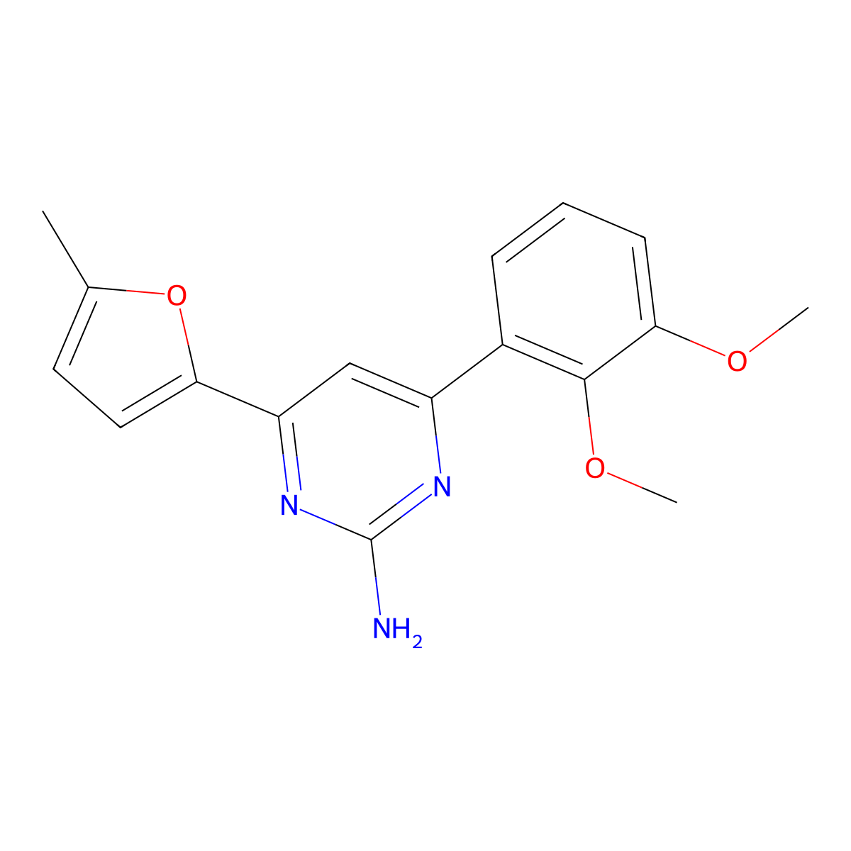 4-(2,3-Dimethoxyphenyl)-6-(5-methylfuran-2-yl)pyrimidin-2-amine molecular structure, CAS 1354934-96-5