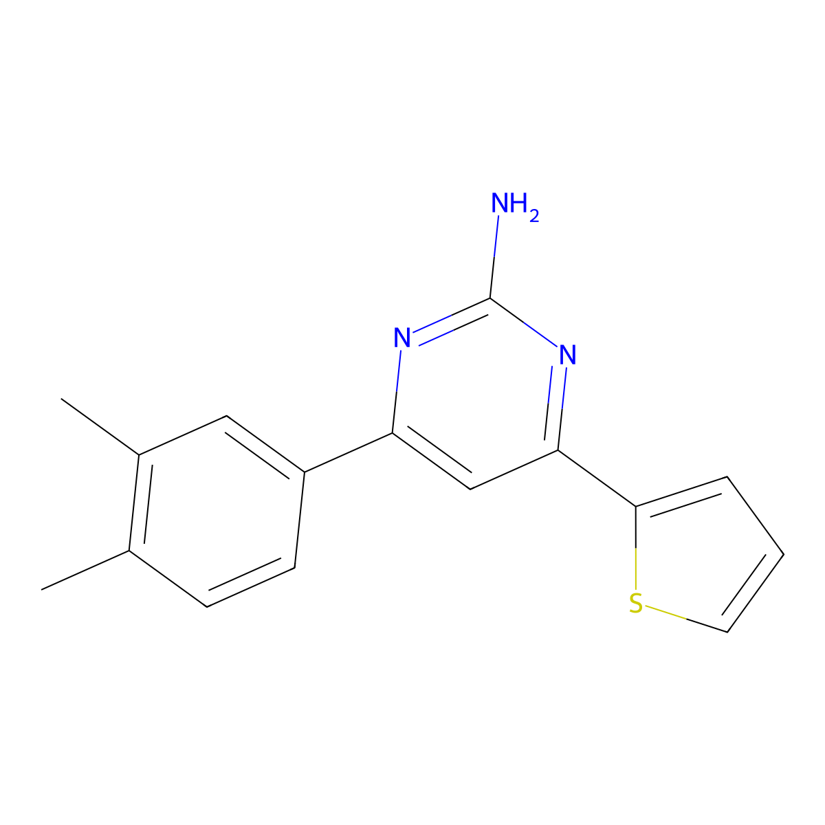 4-(3,4-Dimethylphenyl)-6-(thiophen-2-yl)pyrimidin-2-amine molecular structure, CAS 1354935-93-5
