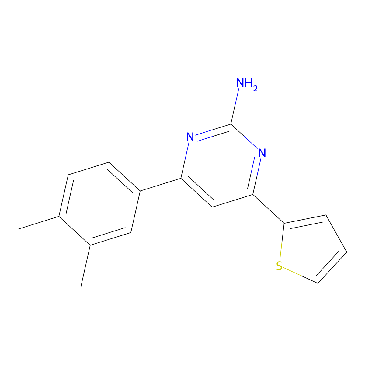 4-(3,4-Dimethylphenyl)-6-(thiophen-2-yl)pyrimidin-2-amine molecular structure, CAS 1354935-93-5