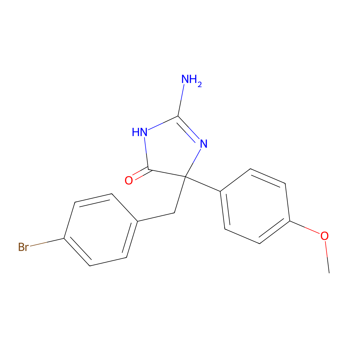 2-Amino-5-[(4-bromophenyl)methyl]-5-(4-methoxyphenyl)-4,5-dihydro-1H-imidazol-4-one molecular structure, CAS 1354936-25-6
