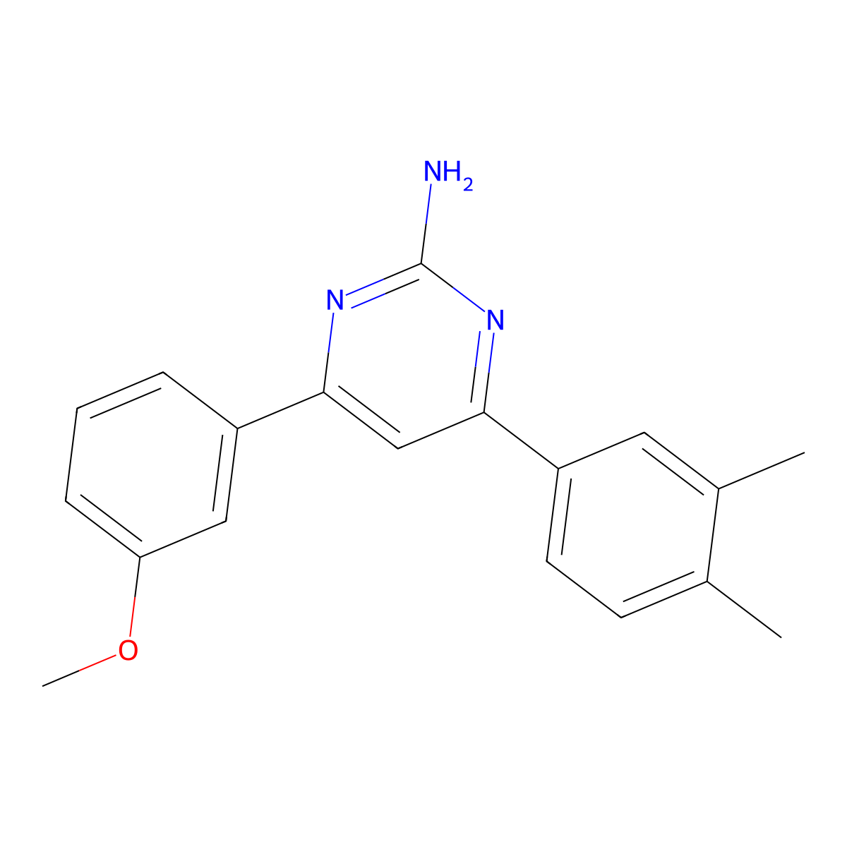 4-(3,4-Dimethylphenyl)-6-(3-methoxyphenyl)pyrimidin-2-amine molecular structure, CAS 1354936-26-7