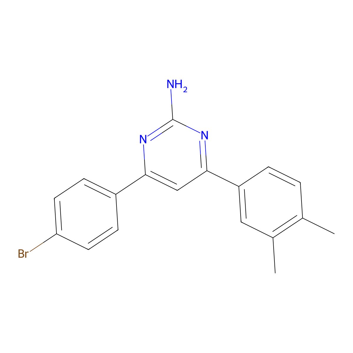 4-(4-Bromophenyl)-6-(3,4-dimethylphenyl)pyrimidin-2-amine molecular structure, CAS 1354936-40-5