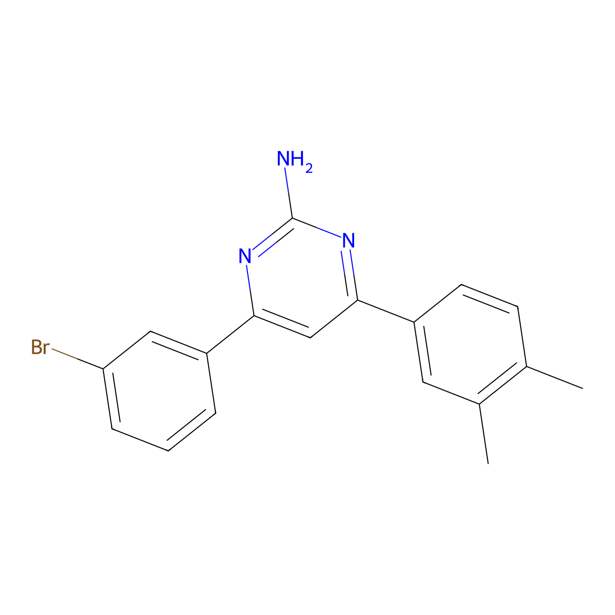 4-(3-Bromophenyl)-6-(3,4-dimethylphenyl)pyrimidin-2-amine molecular structure, CAS 1354936-61-0