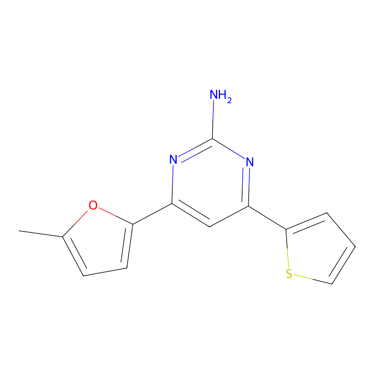 4-(5-Methylfuran-2-yl)-6-(thiophen-2-yl)pyrimidin-2-amine molecular structure, CAS 1354936-76-7