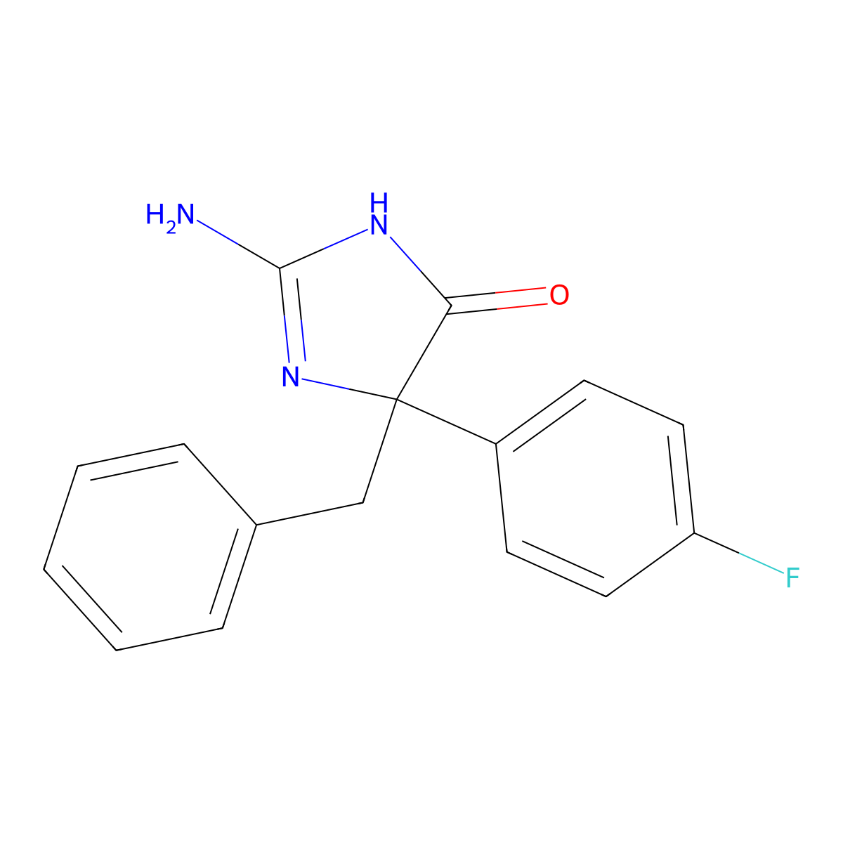 2-Amino-5-benzyl-5-(4-fluorophenyl)-4,5-dihydro-1H-imidazol-4-one molecular structure, CAS 1354937-51-1