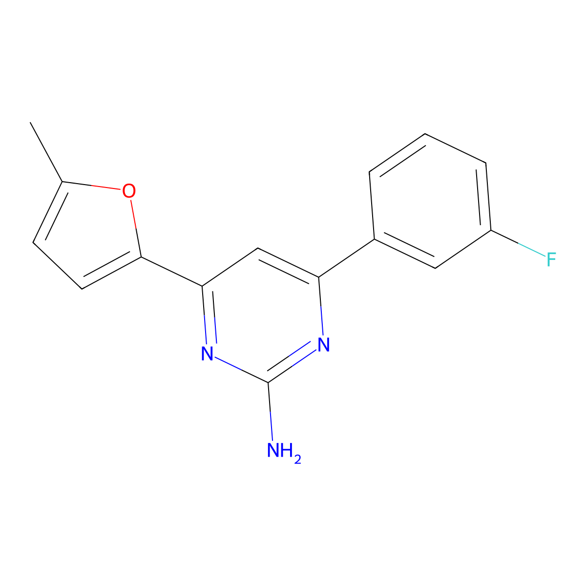 4-(3-Fluorophenyl)-6-(5-methylfuran-2-yl)pyrimidin-2-amine molecular structure, CAS 1354937-77-1