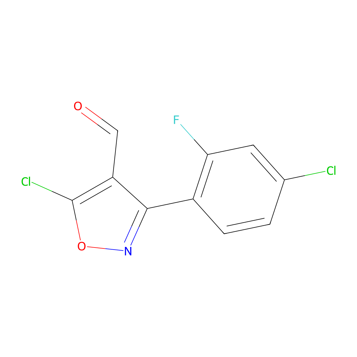 5-Chloro-3-(4-chloro-2-fluorophenyl)-1,2-oxazole-4-carbaldehyde molecular structure, CAS 1354937-95-3