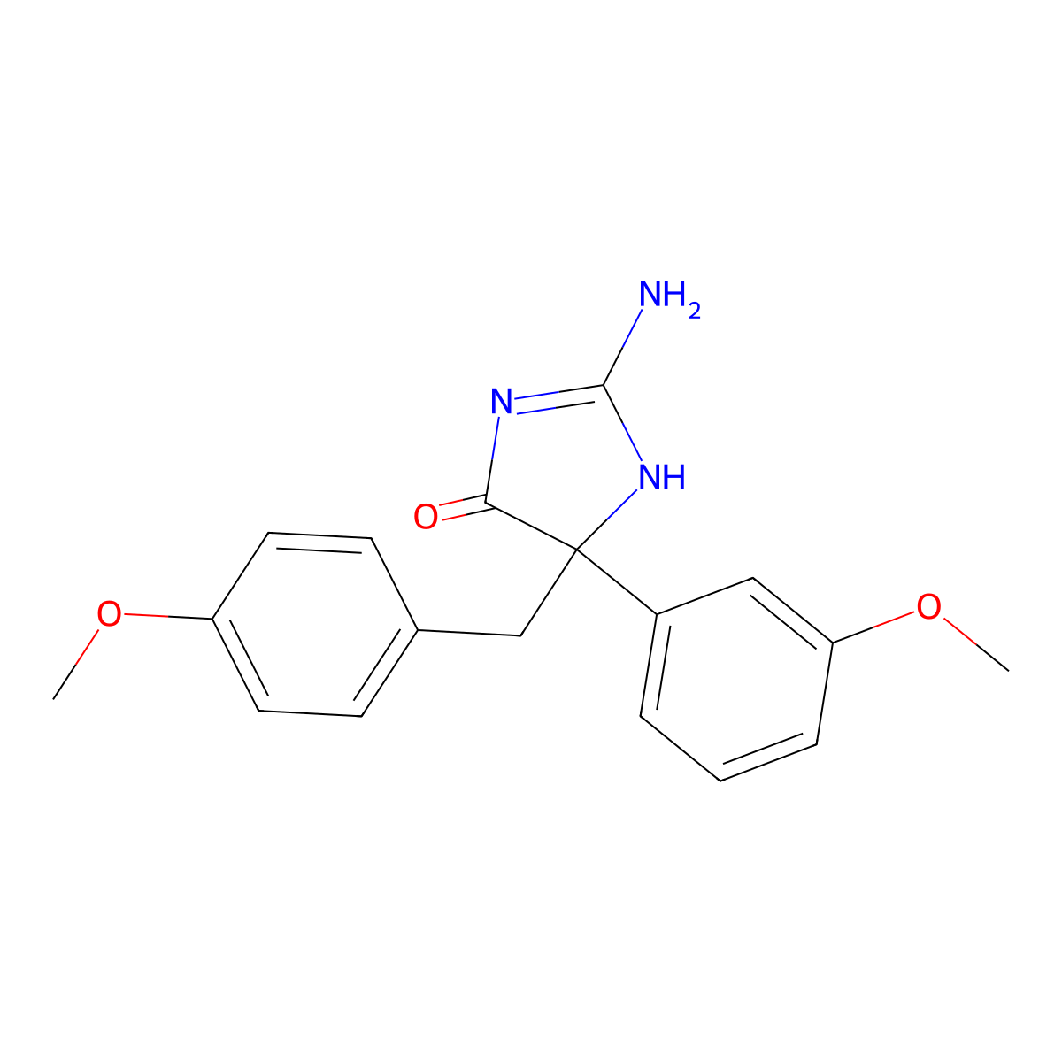 2-Amino-5-(3-methoxyphenyl)-5-[(4-methoxyphenyl)methyl]-4,5-dihydro-1H-imidazol-4-one molecular structure, CAS 1354938-32-1
