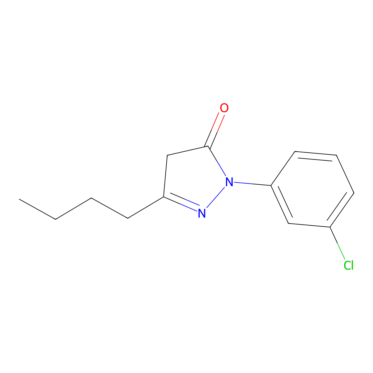 3-Butyl-1-(3-chlorophenyl)-4,5-dihydro-1H-pyrazol-5-one molecular structure, CAS 1354938-57-0