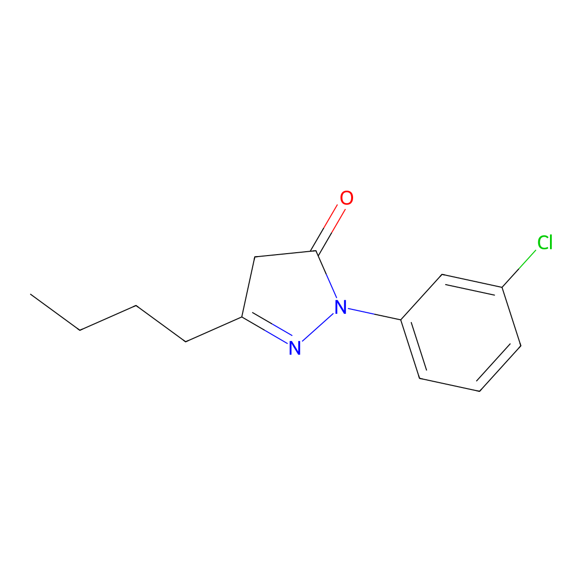 3-Butyl-1-(3-chlorophenyl)-4,5-dihydro-1H-pyrazol-5-one molecular structure, CAS 1354938-57-0