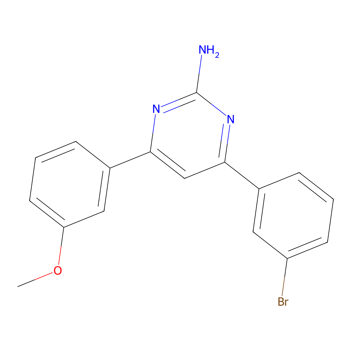 4-(3-Bromophenyl)-6-(3-methoxyphenyl)pyrimidin-2-amine molecular structure, CAS 1354938-72-9