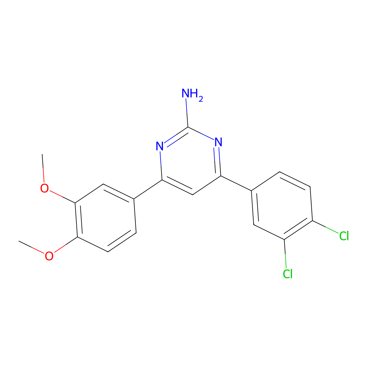 4-(3,4-Dichlorophenyl)-6-(3,4-dimethoxyphenyl)pyrimidin-2-amine molecular structure, CAS 1354938-78-5